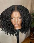 Natural curly- throw on hair wig with kinky curly edges 16" 6×6 lace